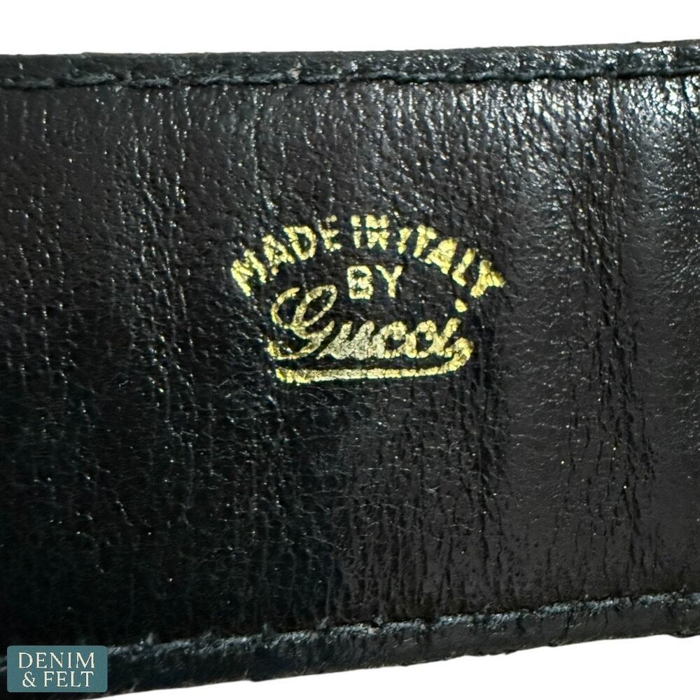 Gucci Black Leather Belt Gold GG Oval Buckle Women’s 31” Authentic Vintage - Picture 6 of 8